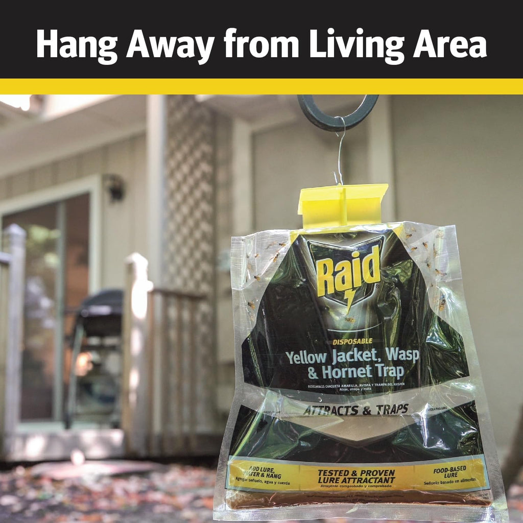 Yellow Jacket, Wasp & Hornet Trap, 6 Pack, Disposable, Convenient, Hanging Fly Trap Bags with Food-Based Lure