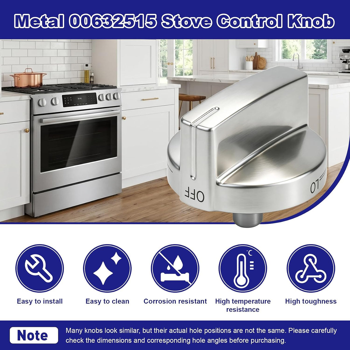 00632515 Range Knobs, 632515 Oven Control Knob Compatible with Bosch HDI8054U HDIP054U HGI8054UC HGIP054UC Series, Replaces 632515 4162117 AP5809104 PS9495599, Stove Top Knob (5-Pack)