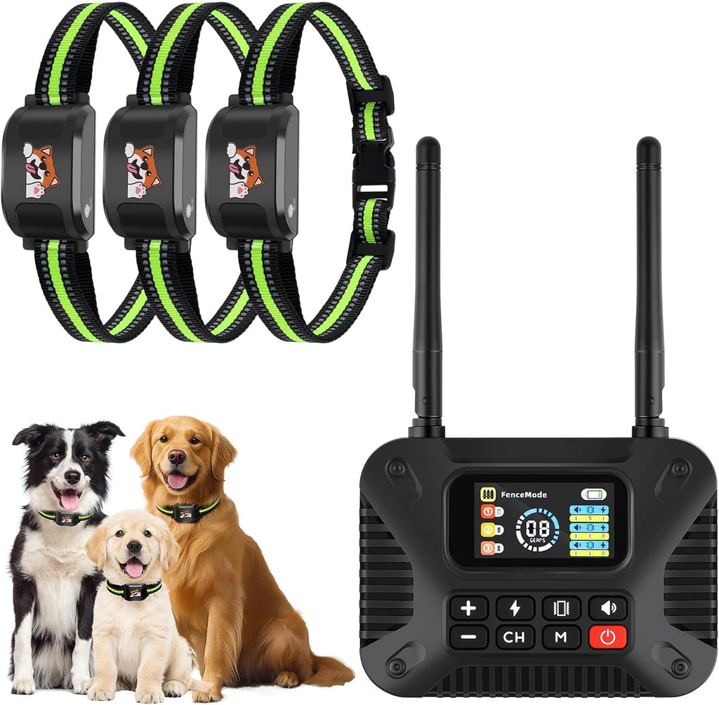Wireless Dog Fence for 3 Dogs, KJEFYPETZN Remote Dog Training Collars System, Waterproof Rechargeable Electric Pet