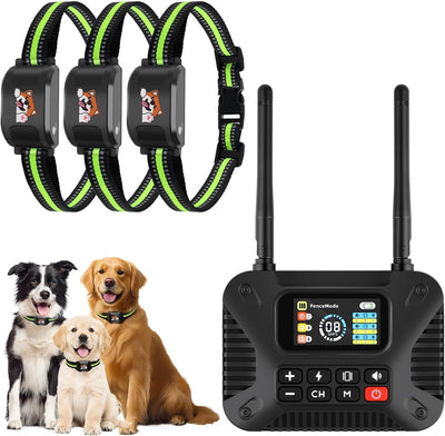 Wireless Dog Fence for 3 Dogs, KJEFYPETZN Remote Dog Training Collars System, Waterproof Rechargeable Electric Pet