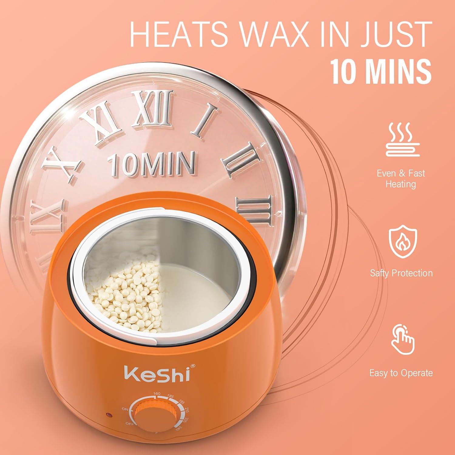 Waxing Kit for Women Men, Wax Pot Warmer Hair Removal Kit | 6 Hard Wax Beans, Full Body, Legs, Face, Eyebrows