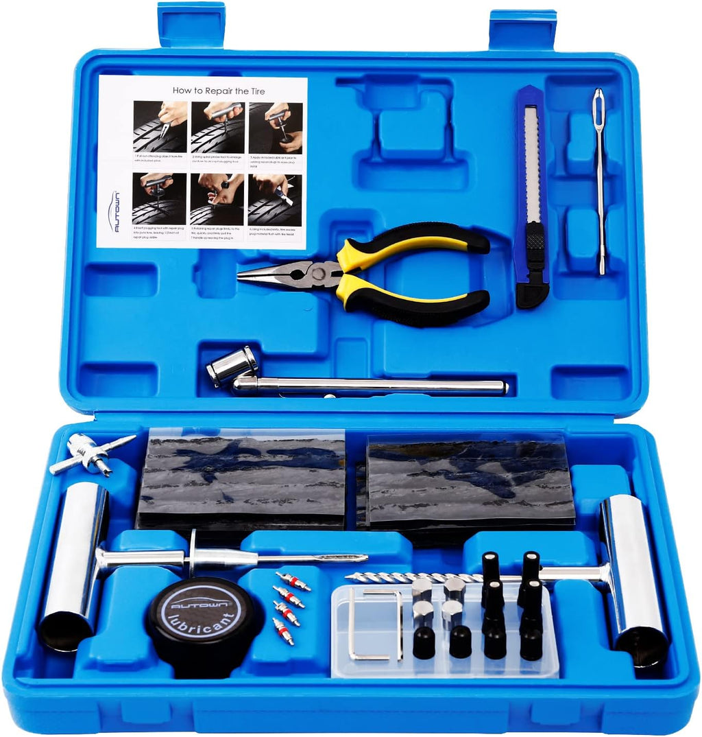 Tire Repair Kit - 68pcs Heavy Duty Tire Plug Kit, Universal Tire Repair Tools to Fix Punctures and Plug Flats Patch