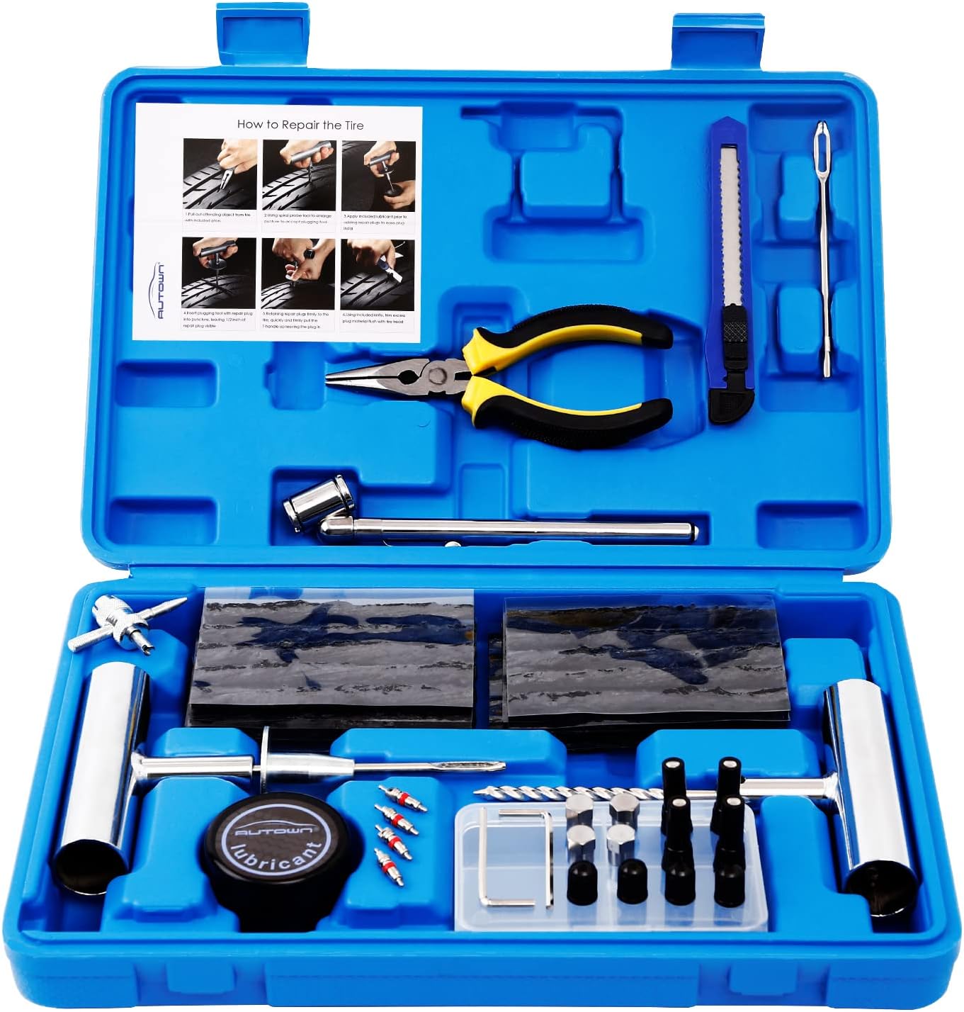 Tire Repair Kit - 68pcs Heavy Duty Tire Plug Kit, Universal Tire Repair Tools to Fix Punctures and Plug Flats Patch
