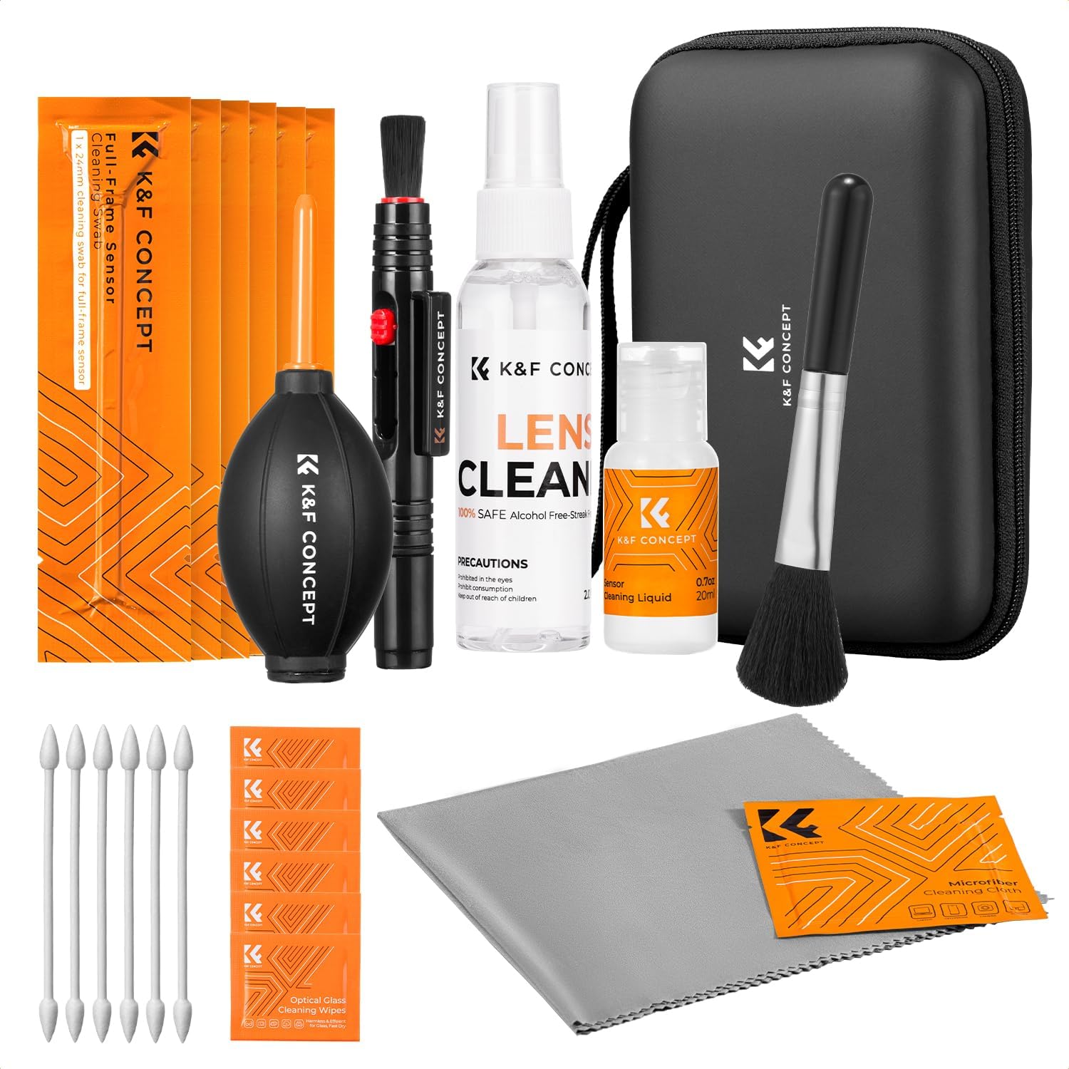 25 in 1 Camera Cleaning Kit, Full Frame Lens and Sensor Cleaner | 24mm Vac-Sealed Swabs,Lens Pen,60 and 20ML Lens