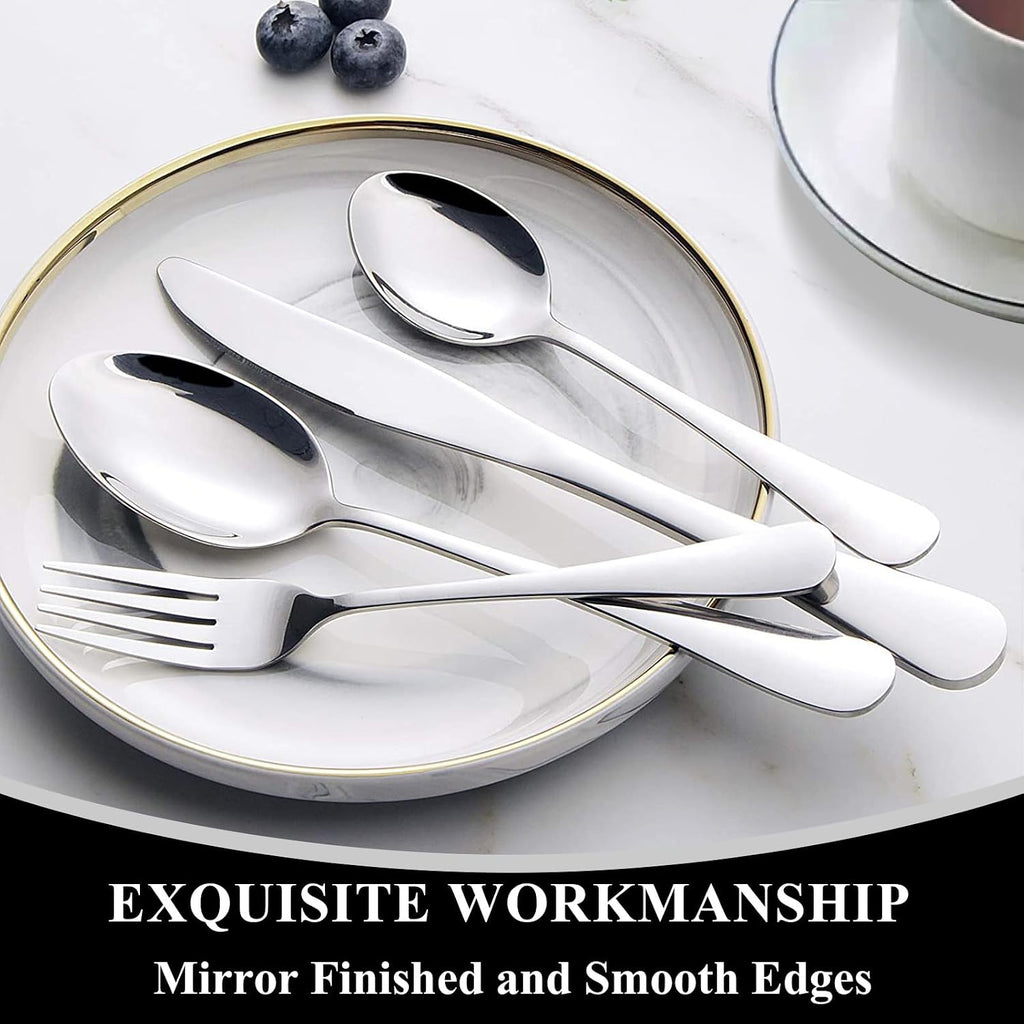 60-Piece Silverware Flatware Cutlery Set, Wildone Stainless Steel Tableware Utensils Service for 12, Include Dinner