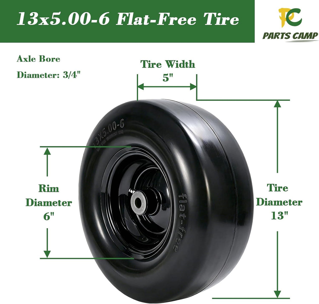 13x5.00-6 Tires Flat Free Tire and Wheel for Exmark Toro 2-Pack | 13x5x6 Lawn Mower Tires Replacement for Zero Turn