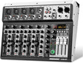 6 Channel Audio Interface Sound Board Mixing Console 16-Bit DSP DJ Mixer Audio Reverb Effect +48V Phantom Bluetooth