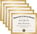 Certificate Frame, 8.5 by 11 Glass Diploma Frames, 5 Pack, Gold | Displays 8.5x11 Document and Degree, Graduation