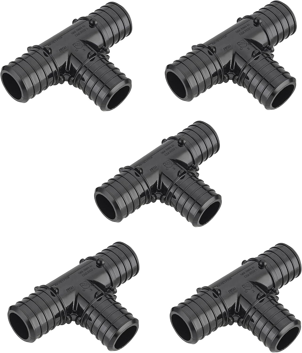 5Pcs EFIELD Poly PPSU PEX Crimp Fitting 1" X 1" X 1" Tee(PPSU1807075-5)