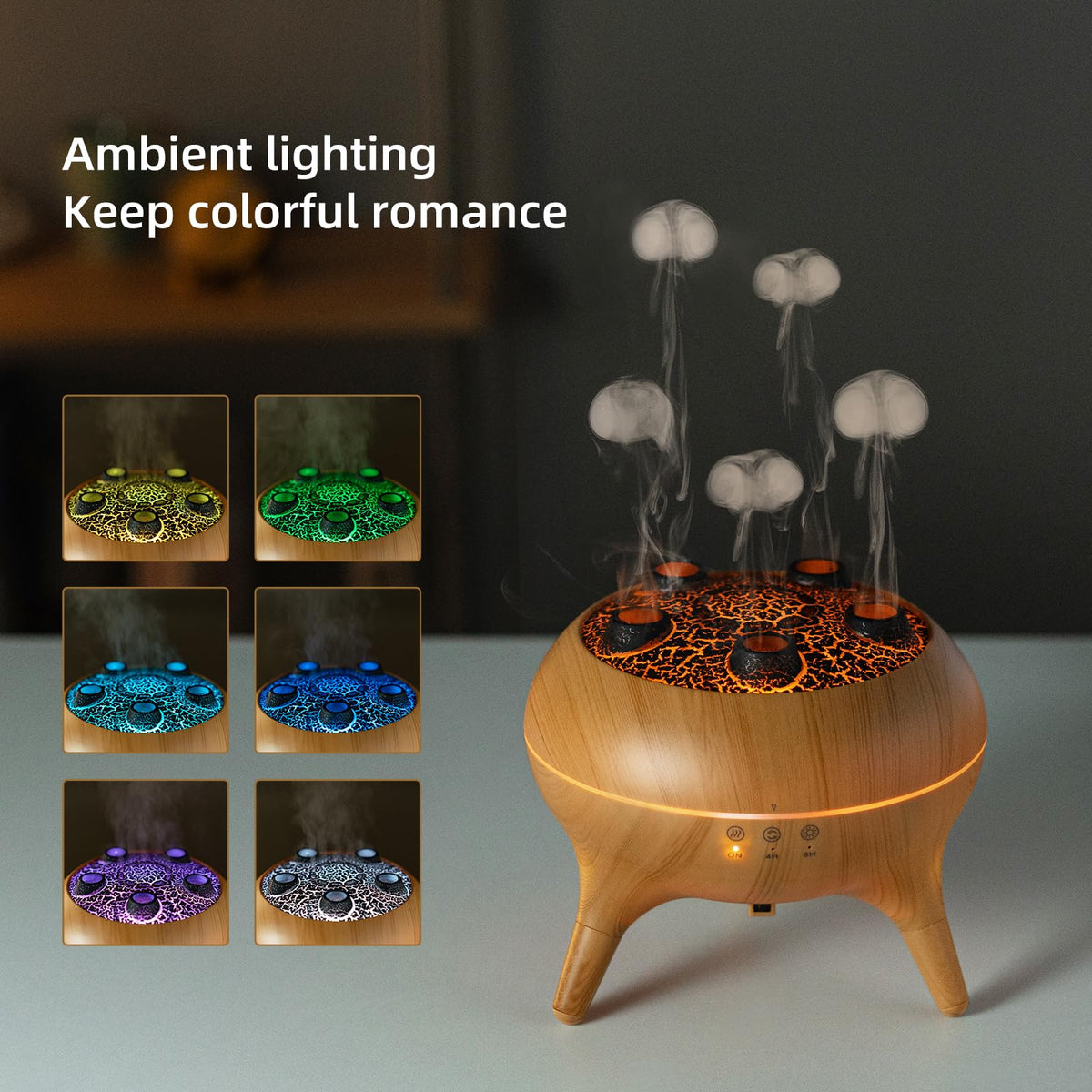 Essential Oil Diffuser 250ML,Jellyfish Diffuser Air Humidifiers Sound Pickup Ultrasonic Aromatherapy Diffuser Remote