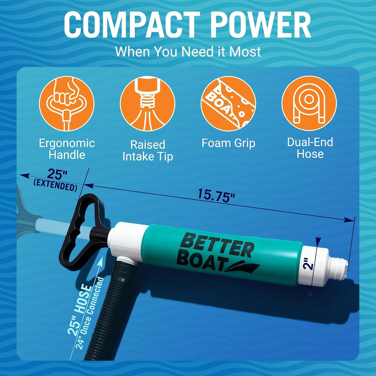 Manual Bilge Pump for Kayak Canoe Dinghy, Handheld Siphon Bailer