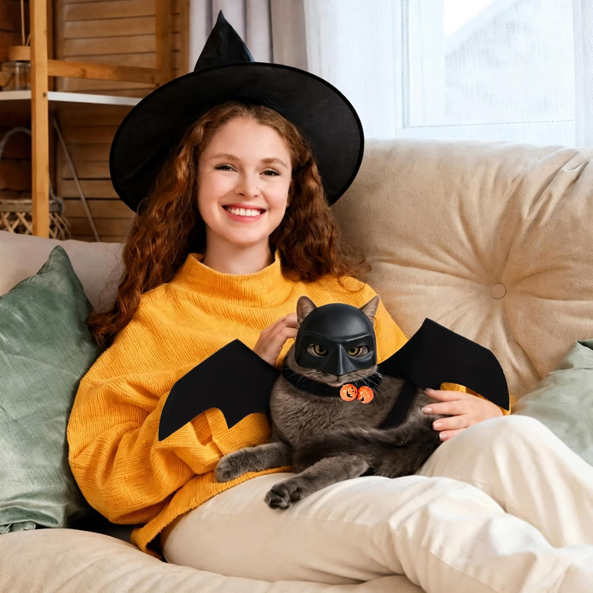 Halloween Cat Costume Cute Bat Wings Mask Cats Spider Costume