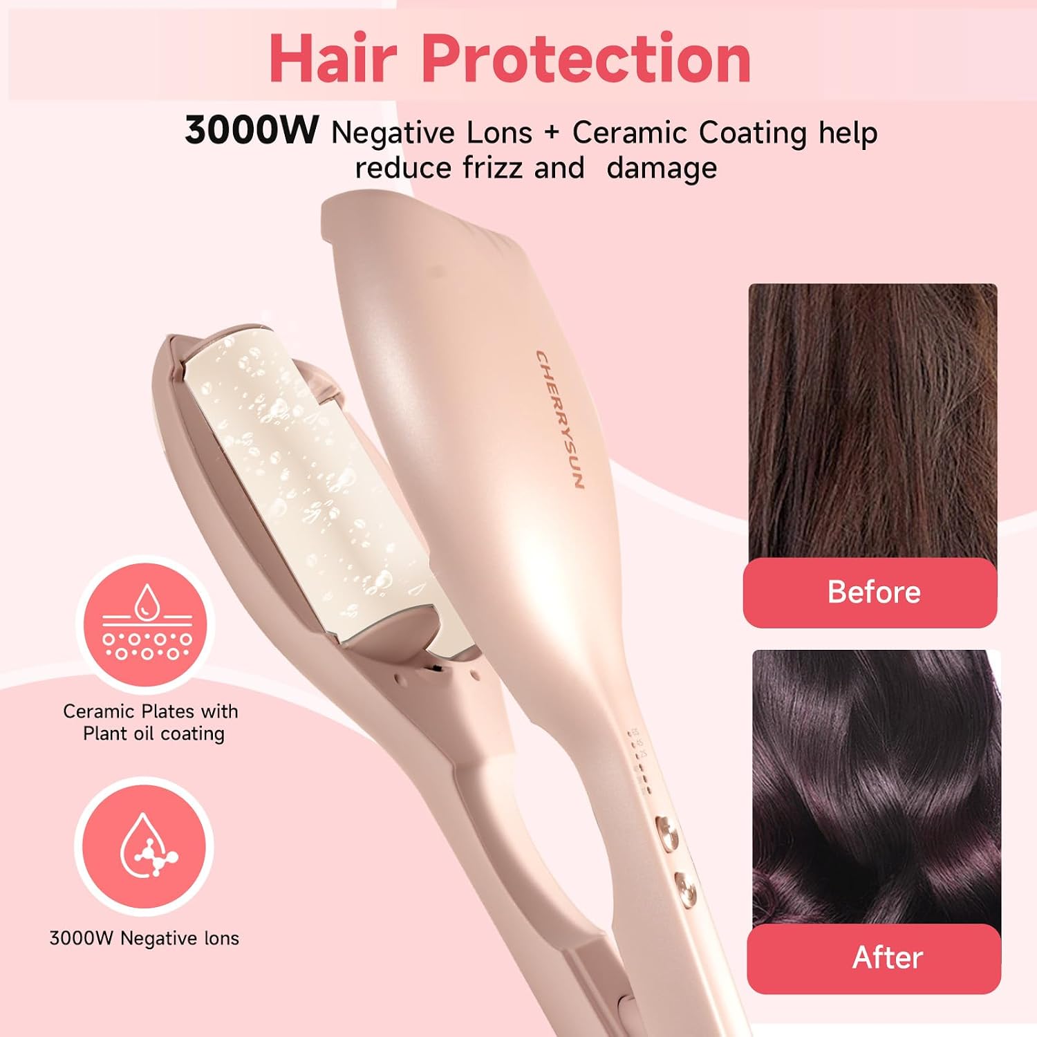 Hair Crimper Waver, 1.45" Dual Barrel S Waver for Beach Waves, Ceramic Curling Iron, Effortless Hair Waving Tool for