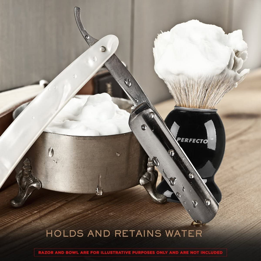 100% Pure Badger Shaving Brush-Black Handle- Engineered for The Best Shave of Your Life. for, Safety Razor, Double