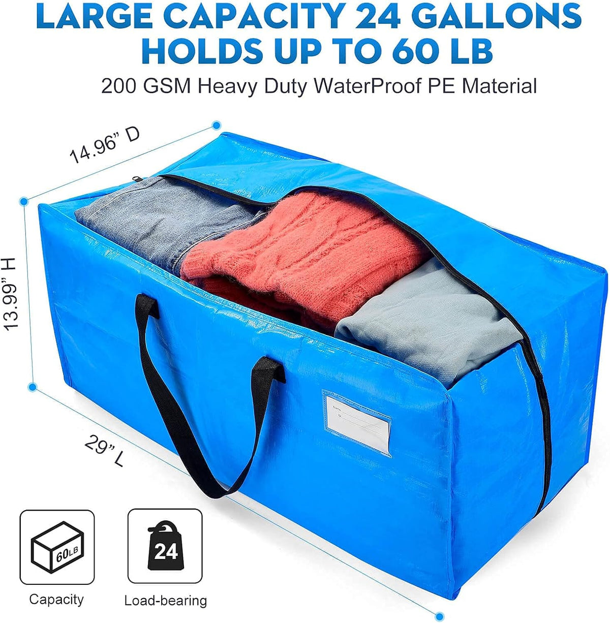 Heavy Duty Extra Large Moving Bags,Storage Totes for Moving,Reusable Plastic Moving Boxes,Packing and Moving