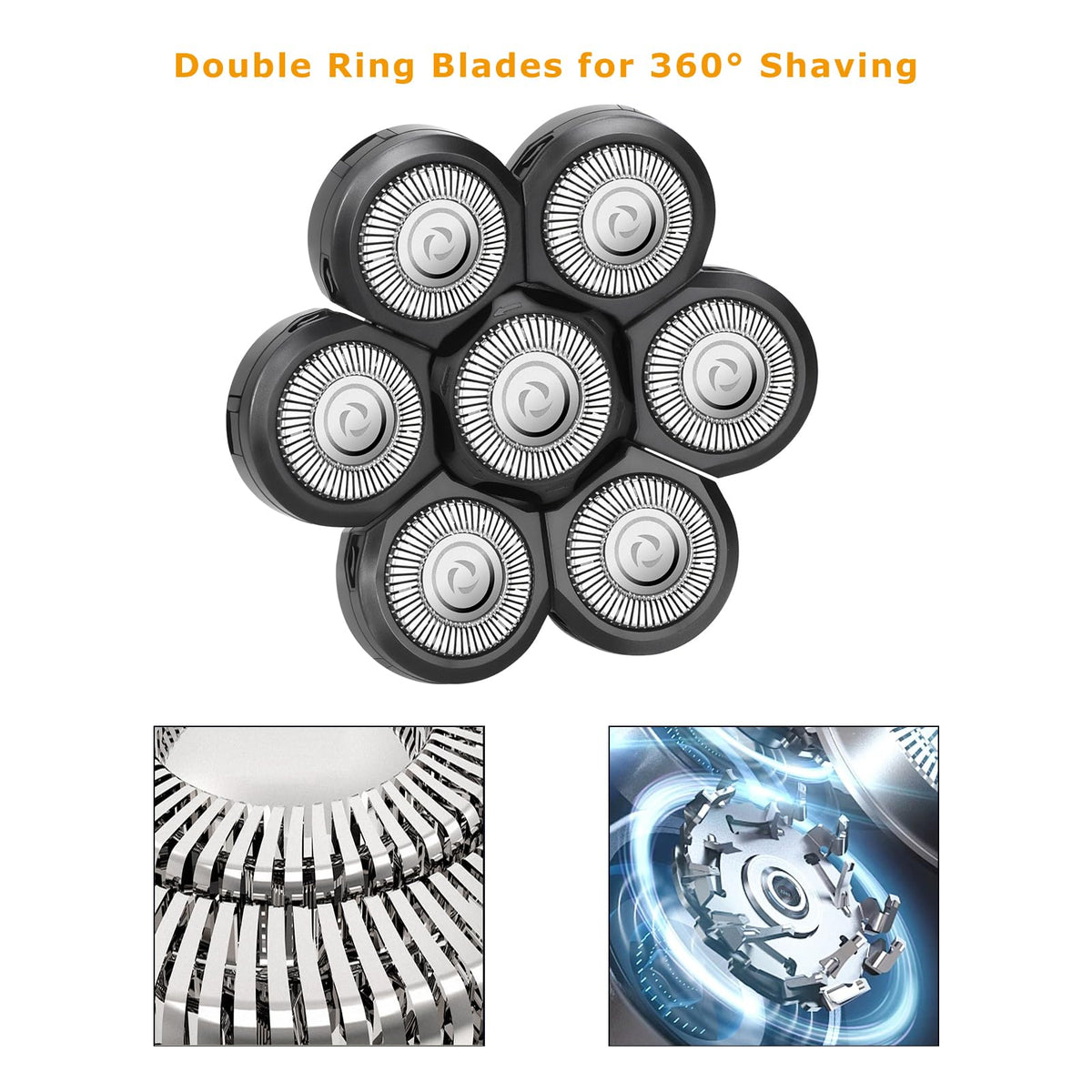 2 PC 7 Men's Electric Shaver Replacement Heads + 1 Cleaning Brush