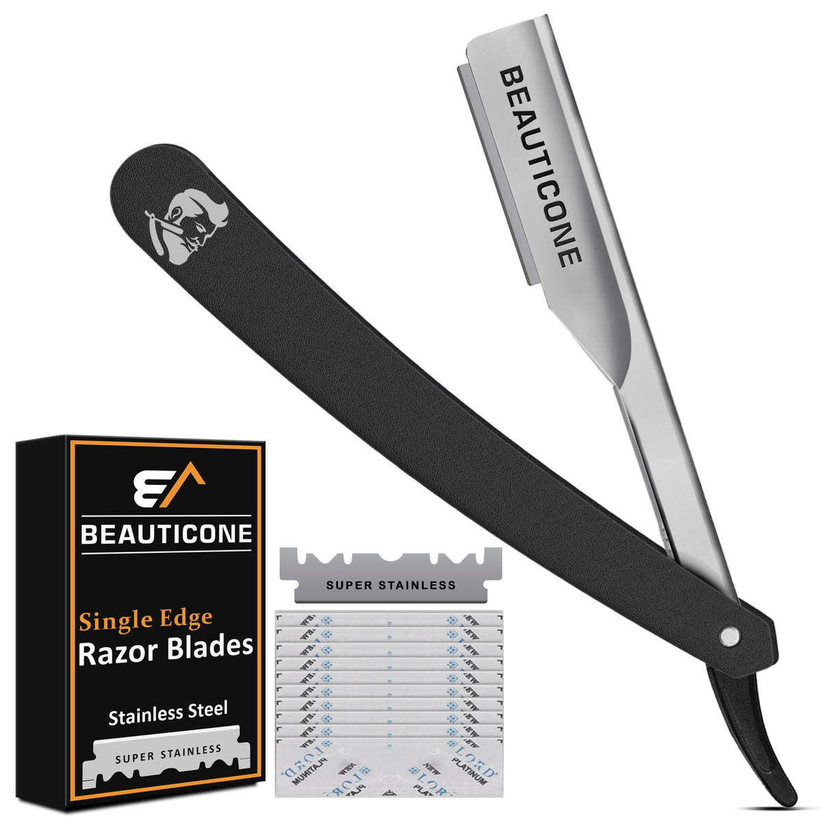 Straight Razors for Men – Professional Barber Straight Edge Razor Kit with Replaceable Single Edge Blades - Navajas