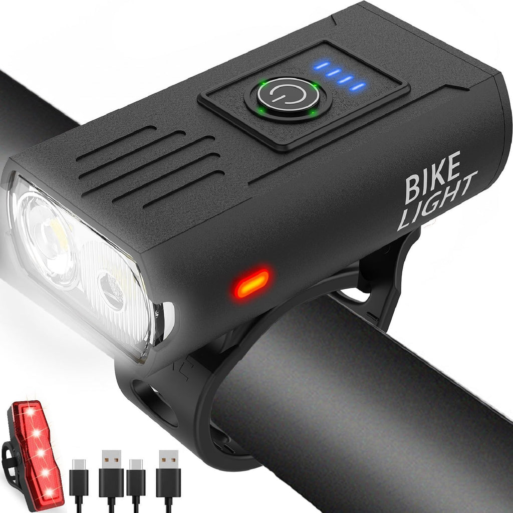 Bike Light, High Lumens Super Bright Bicycle Lite, 6+4 Modes USB Rechargeable Bike Headlight & Taillight Set