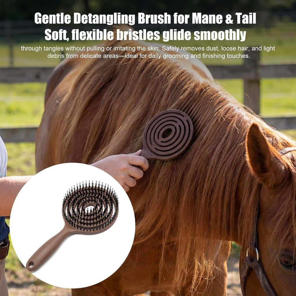 Horse Grooming Set with Mane & Tail Brush and Soft Cleaning Sponge