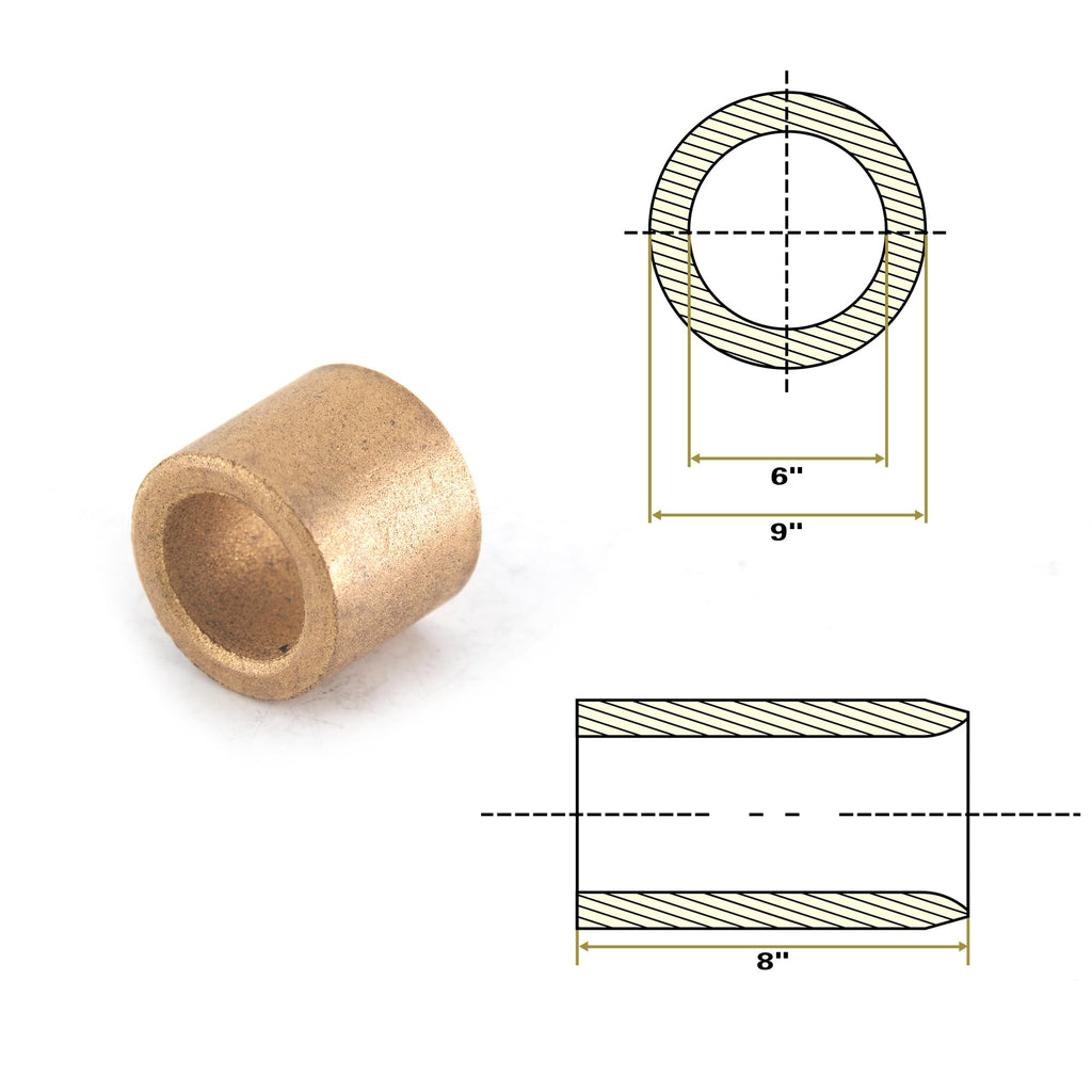 XIKE 6x9x8mm Sintered Bronze Sleeve Bearing Bushing (10 Pack)