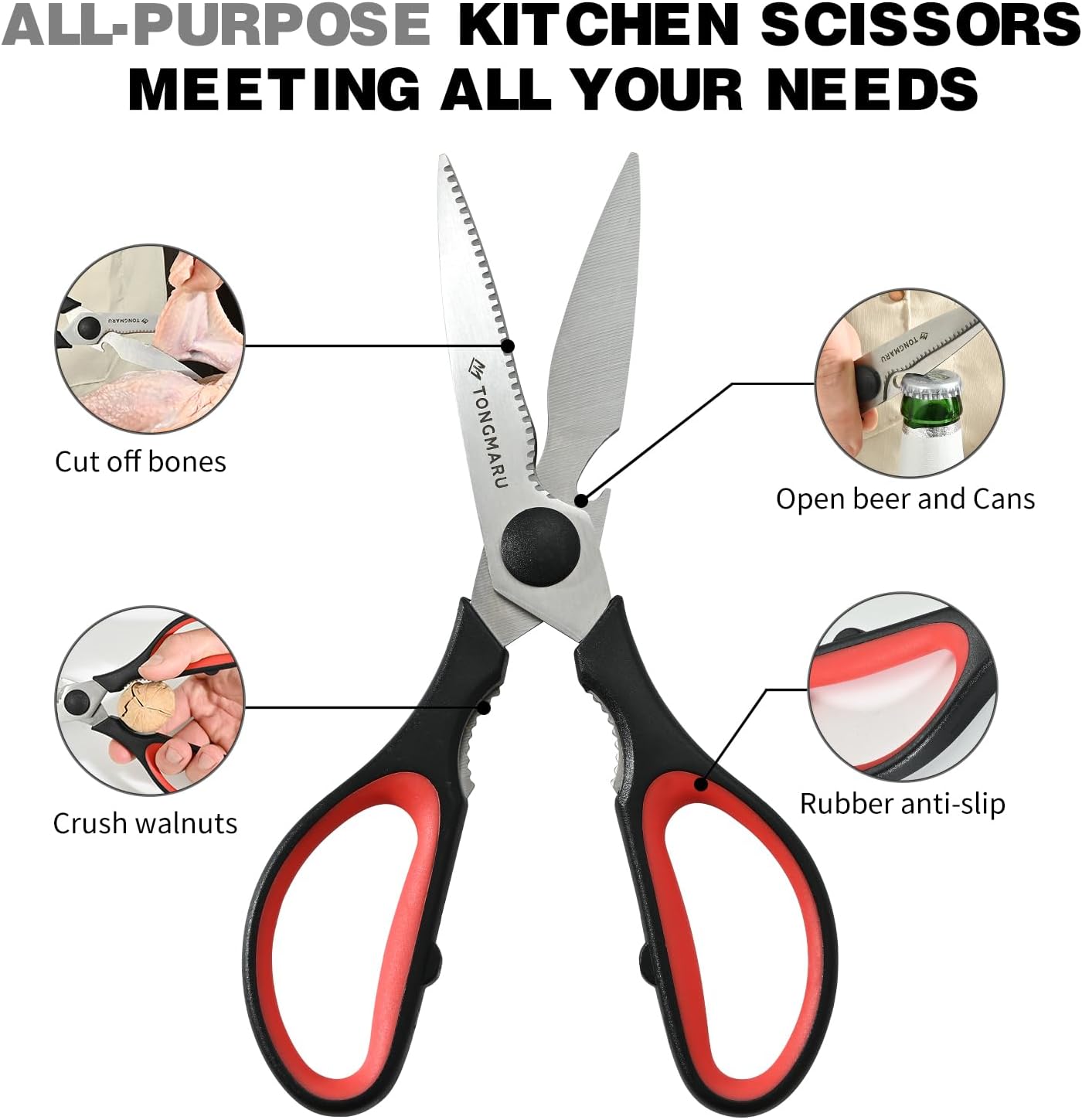 Kitchen Cooking Shears Heavy Duty Kitchen Scissor with, Detachable, All Purpose Scissors, Dishwasher Safe Scissors