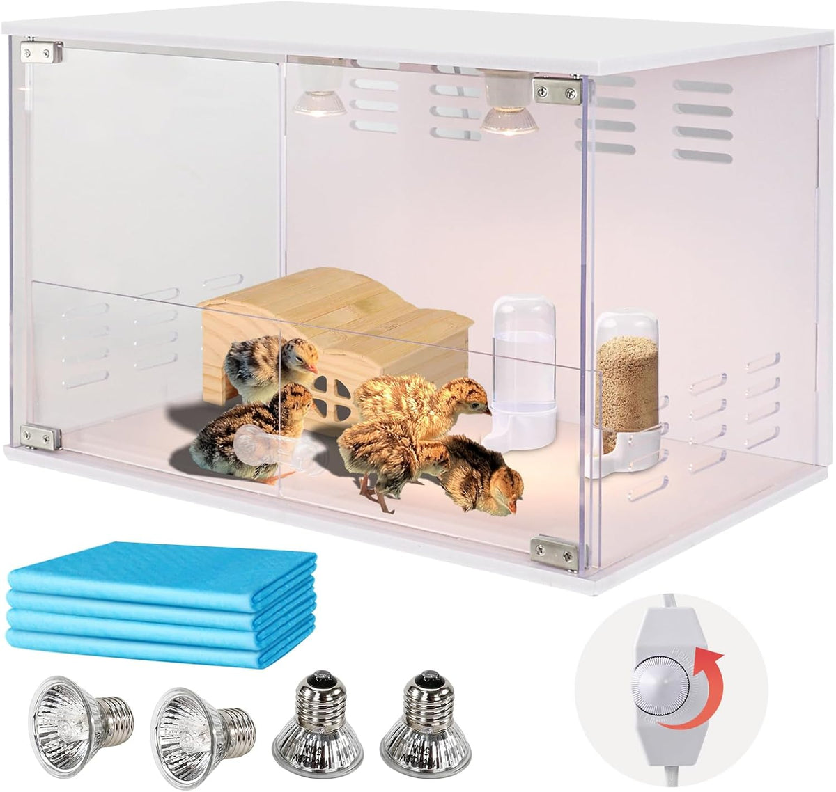 Chick Brooder Brooder Box for Chicks Incubator for Chicks Duckling/Parrot/Chicks Incubator with Heating,Warms up to