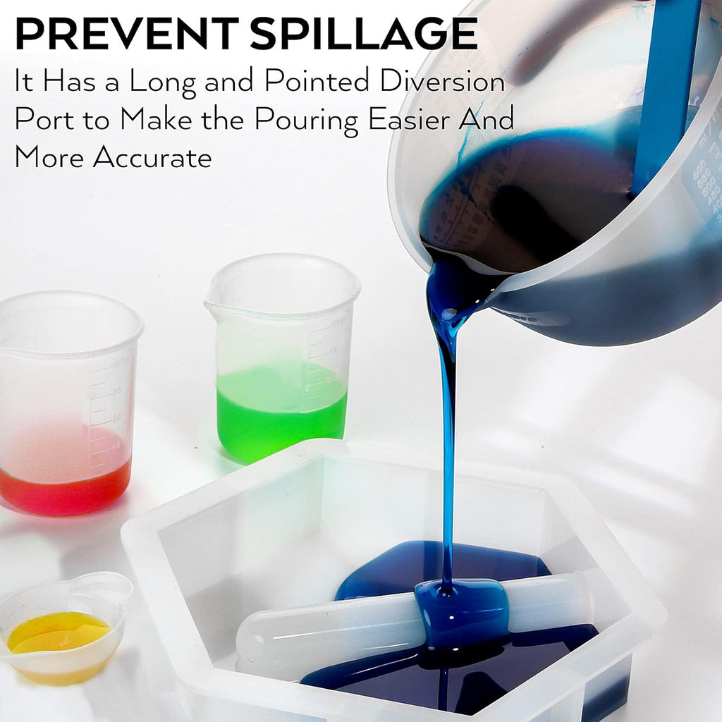 Large Silicone Resin Measuring Cups Tool Kit - Nicpro Reusable 600ml & 100ml Measure Cup, Silicone Stir Sticks