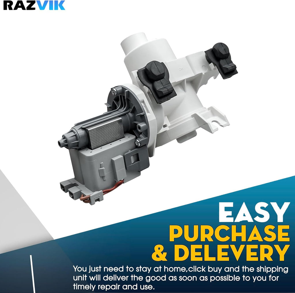 Drain Pump Replacement for Whirlpool WFW61HEBW0 WFW70HEBW0 WFW70HEBW1 WFW80HEBC0 WFW80HEBC1 WFW80HEBW0 WFW80HEBW1 WFW8640BC0 WFW8640BC1 WFW8640BW0 Washer