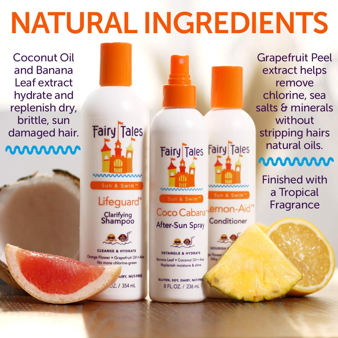 Sun & Swim Shampoo & Conditioner for Kids - Chlorine Removal Swim Shampoo, Removes Green Pool Tones, Sea Salt &