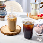Disposable Plastic Cups with Lids and Straws, 16 OZ, 100 Pack