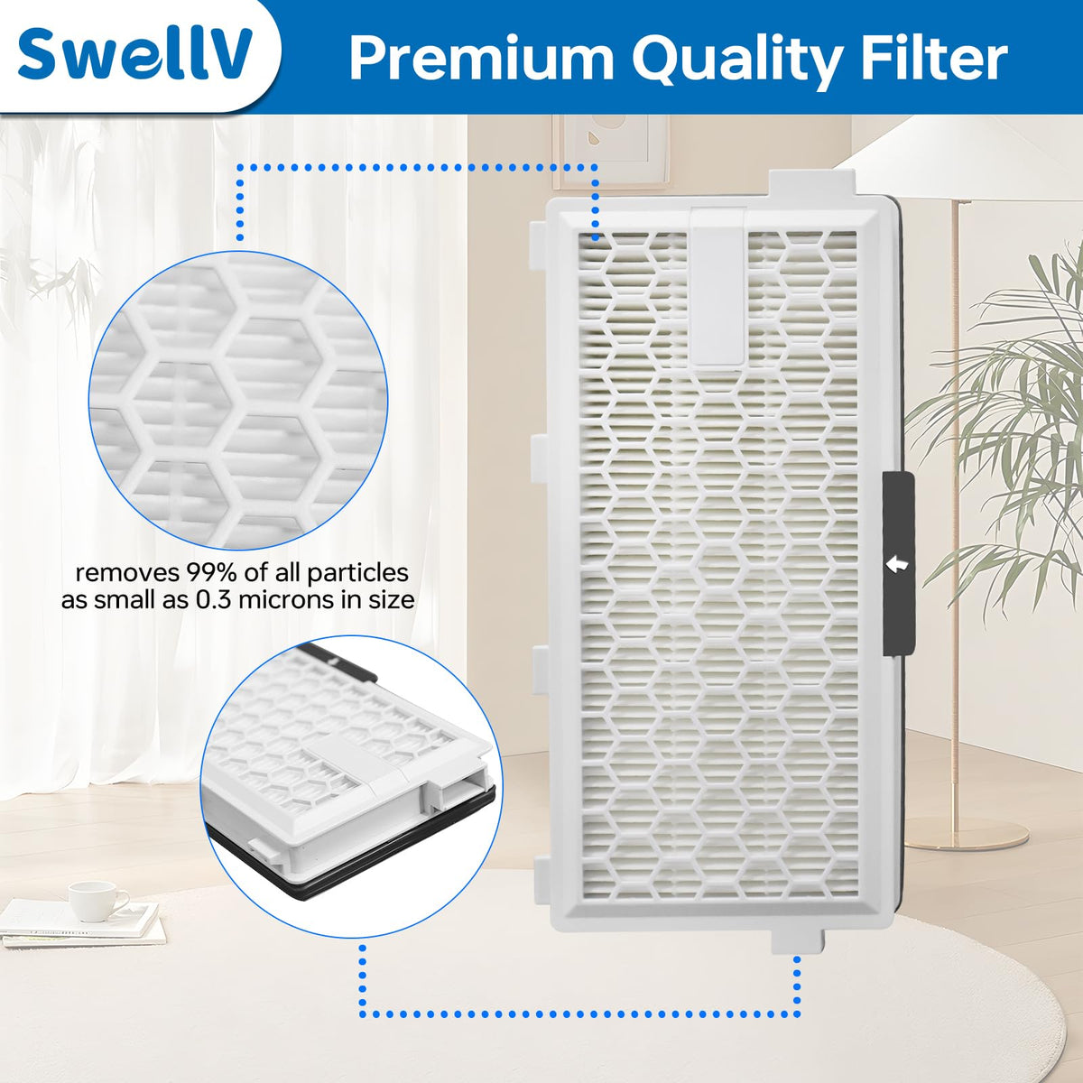 SwellV 3 Pack SF-HA 50 Replacement Filter Compatible with Miele AirClean
