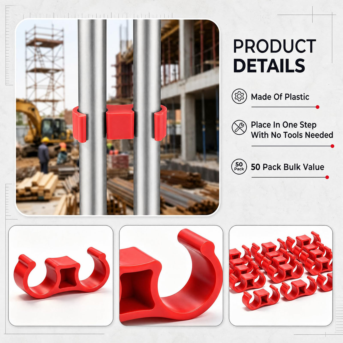 Innconee 50 Pack ABS Plastic Conduit Spacer for 1 Inch Conduits