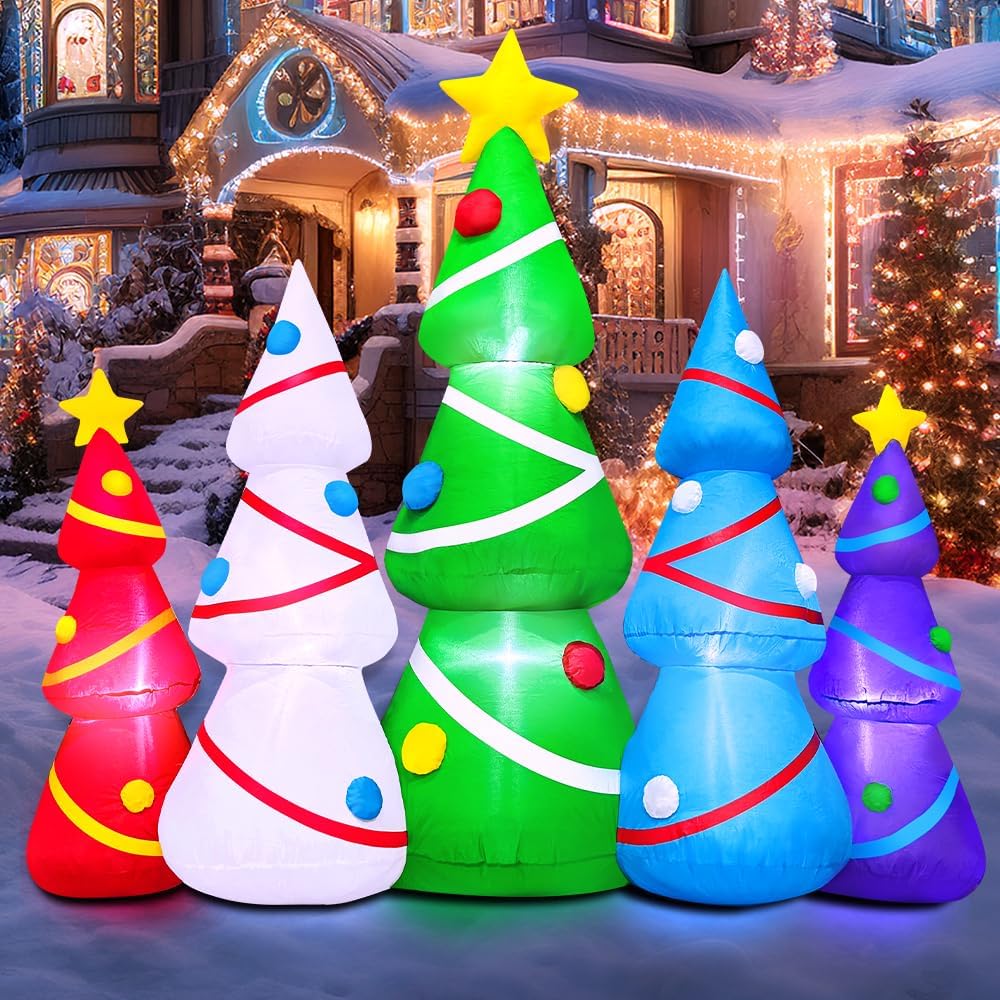 6.5FT Long Christmas Inflatable Tree Set Outdoor Decoration Giant Christmas Inflatable Tree Blow up Yard Decorations