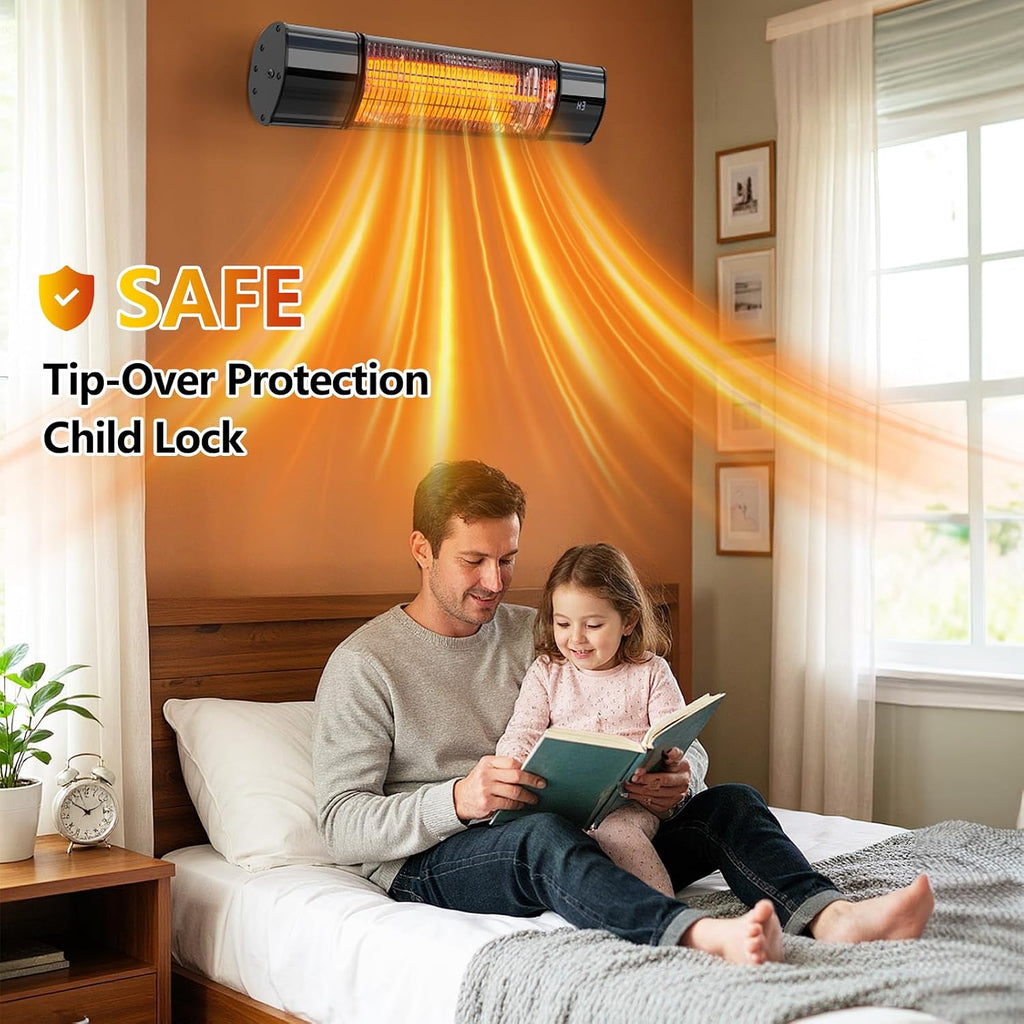 Hanging Patio Heater, Outdoor Electric Heater, Wall Mounted & Ceiling Infrared Garage Heater for Outdoor/Indoor Use