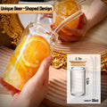 Glass Cups with Lids and Straws 4 pcs,16oz Drinking Glasses Set for Coffee Bar Accessories,Iced Coffee Cups with