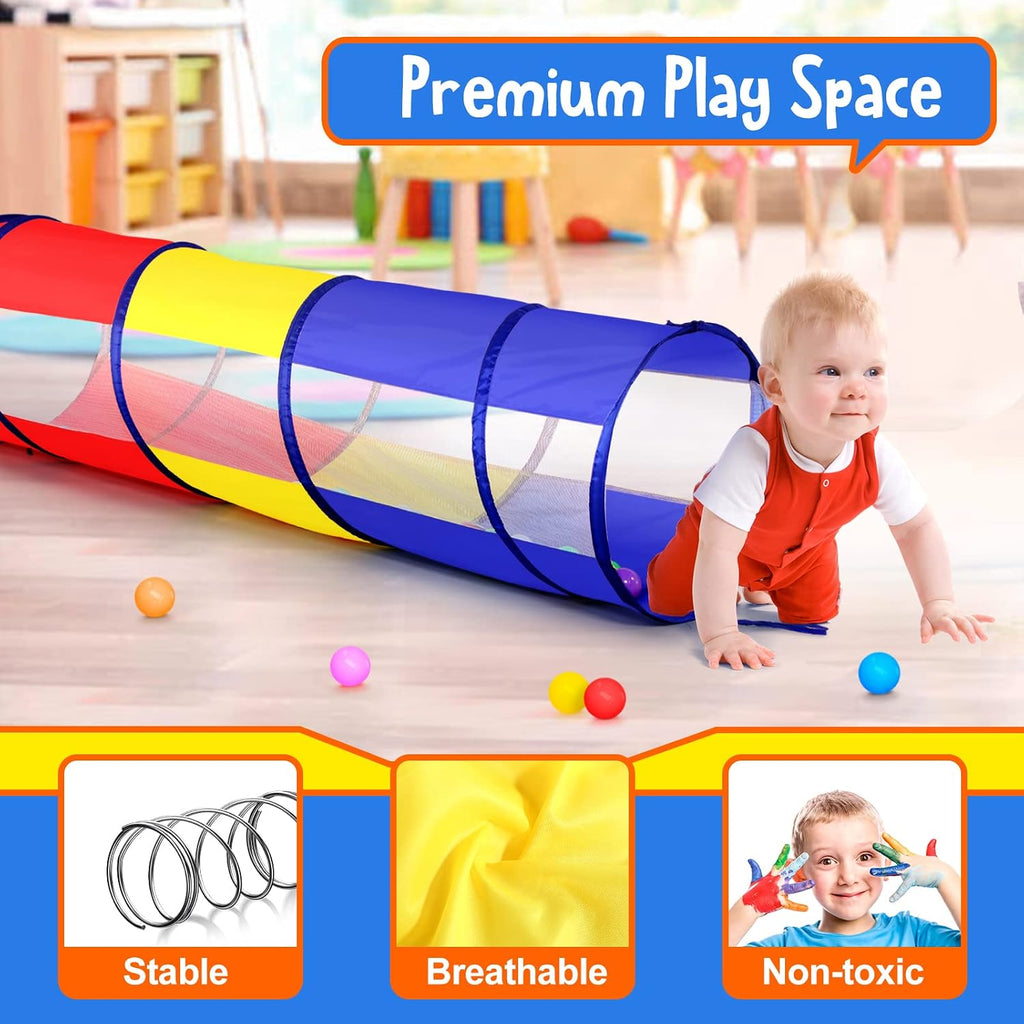 Kids Play Tunnel for Toddlers, Pop Up Crawl Through Tunnel Play Tent for Baby Infant Children or Dog with 2 Mesh