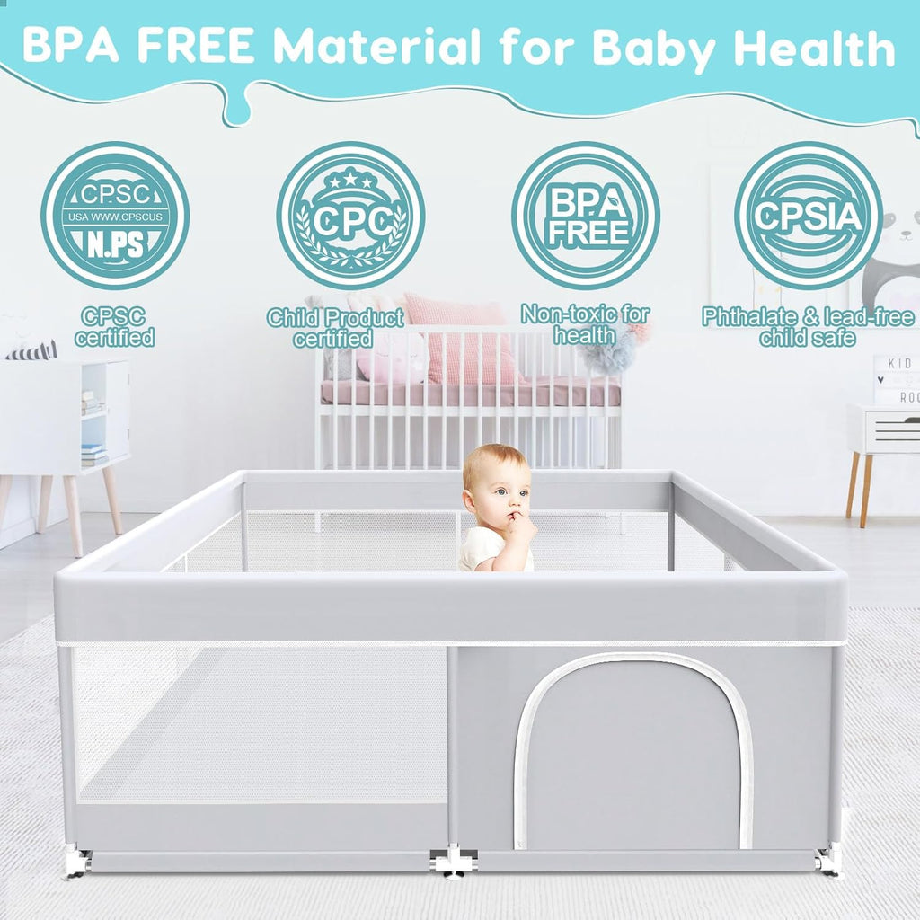 Baby Playpen, 50x50 Inch Baby Playard for Babies and Toddlers, Play Pens for Indoor & Outdoor, Sturdy Safety Play