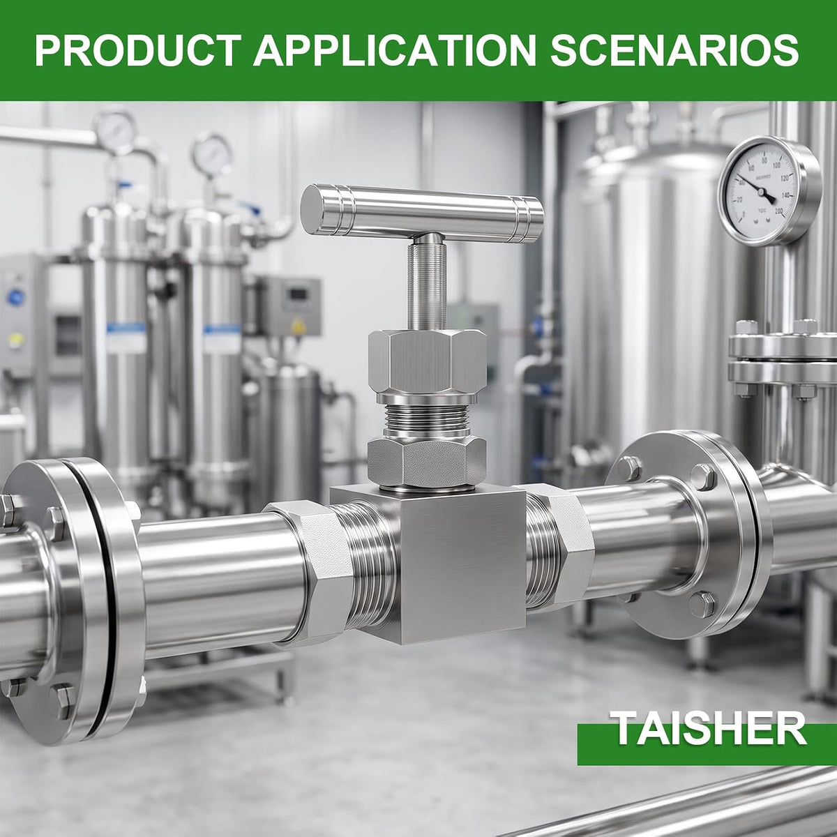 TAISHER 1PCS 304 SS, 1" MNPT x MNPT, High Pressure Straight Needle Valve
