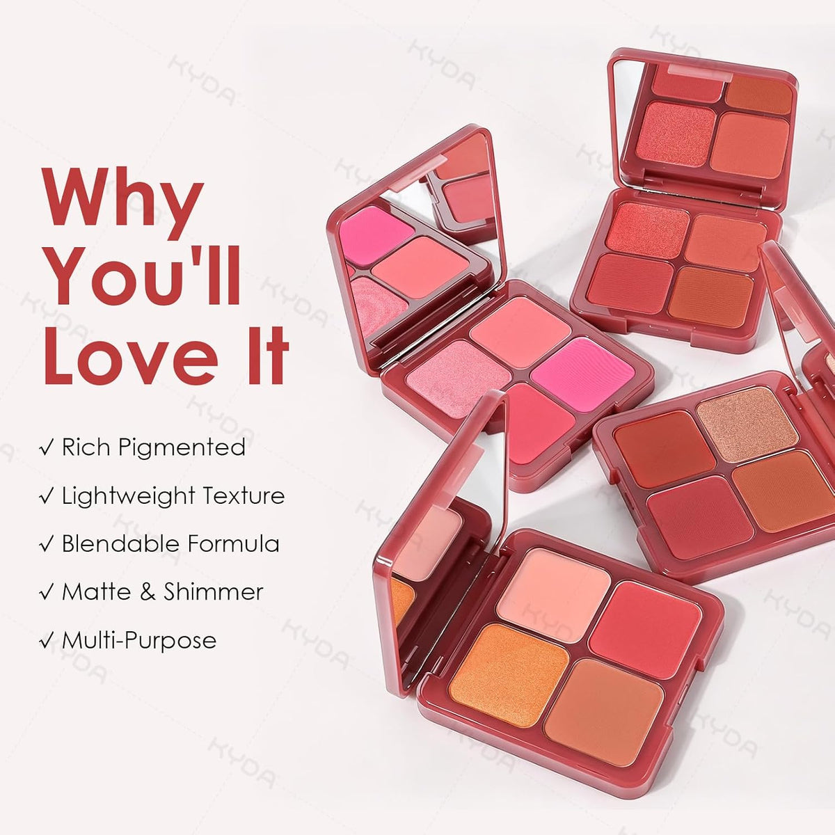 Soft Pink Highlighter Blush Palette, Blurring Blusher Makeup Palette