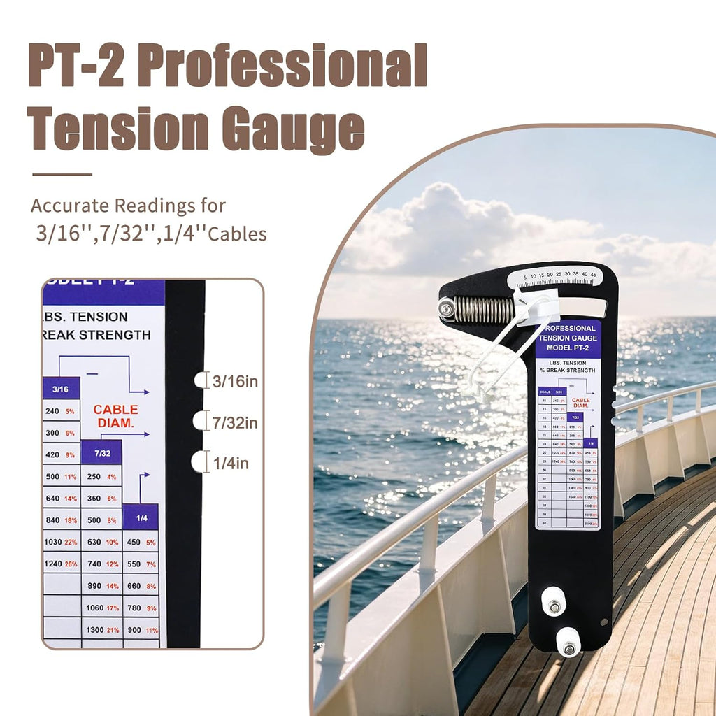 PT-2 Sailboat Rigging Tension Gauge 2000lbs Cable Tension Gauge