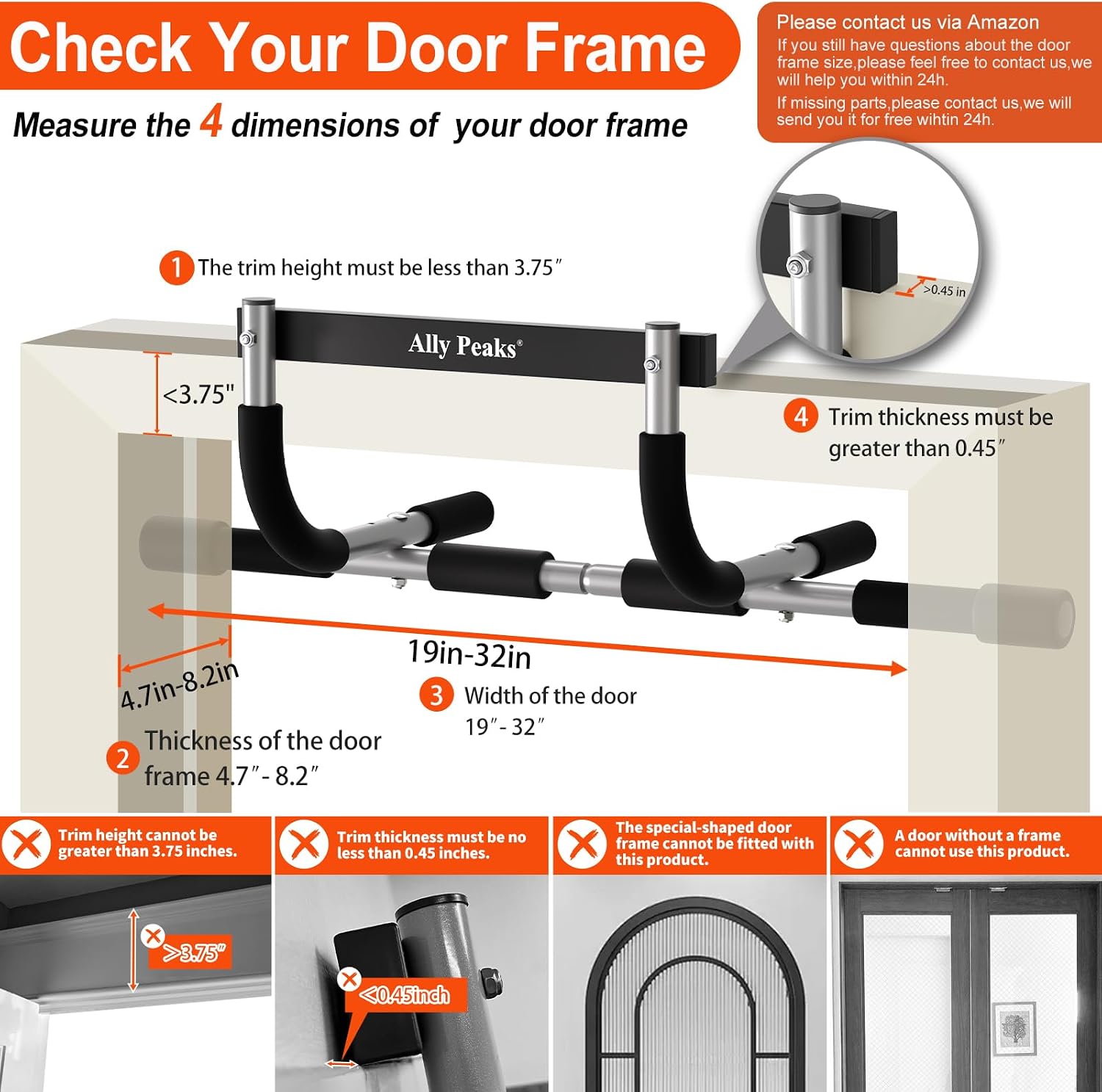Pull Up Bar for Doorway | Thickened Steel Max Limit 440 lbs Upper Body Fitness Workout Bar| Multi-Grip Strength for