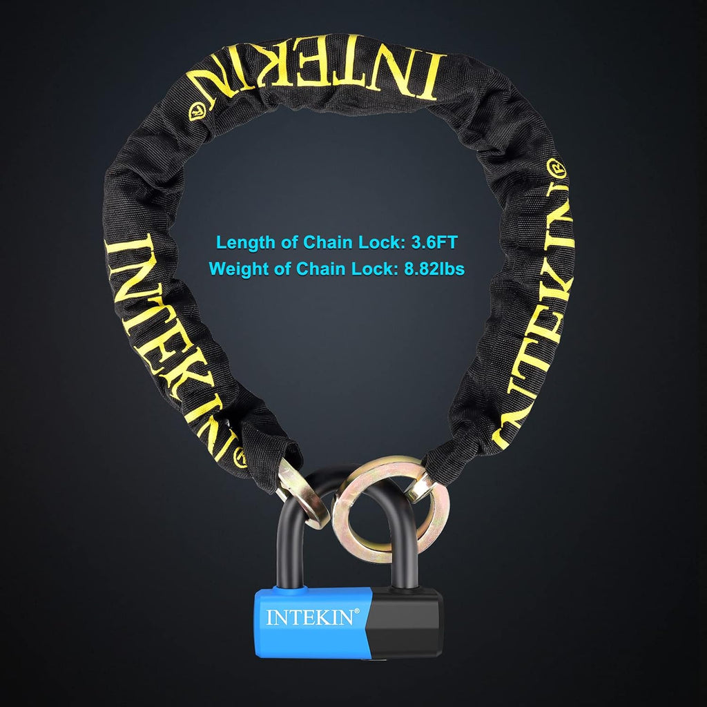 Motorcycle Chain Lock 3.6FT Bike Lock 10mm/0.42inch Thick Security Chain Locks Heavy Duty Bike Lock with