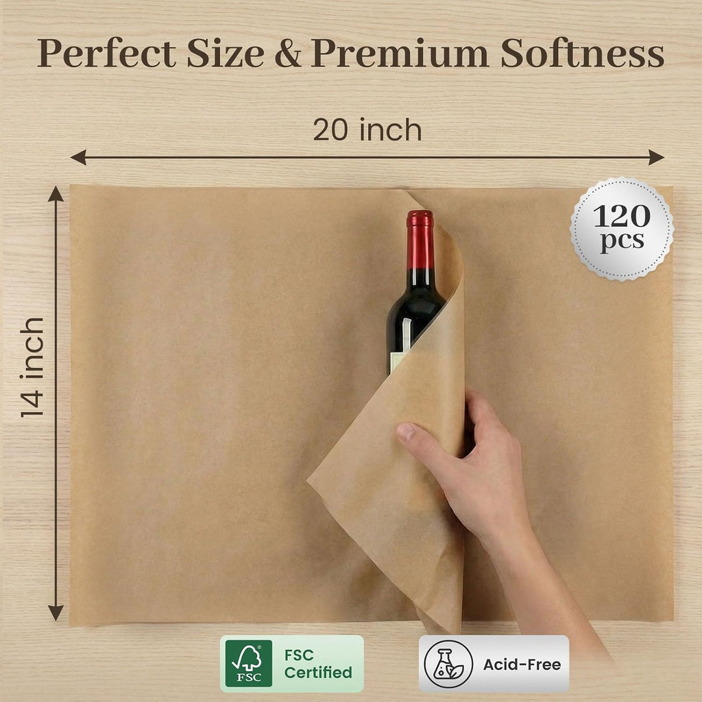 Brown Tissue Paper 120 Sheets, 20 X 14 inch for Gift Bags DIY Crafts