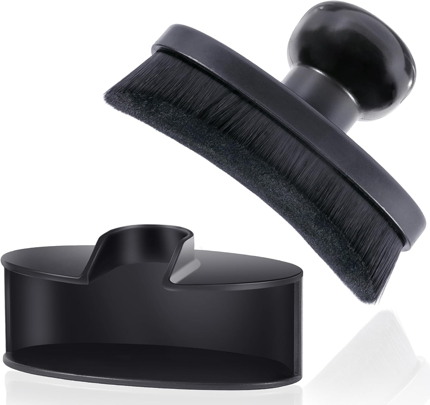 Tire Shine Brush - Curved Brush Head & Large 3.8'' Tire Dressing Applicator with Storage Stand for Automotive