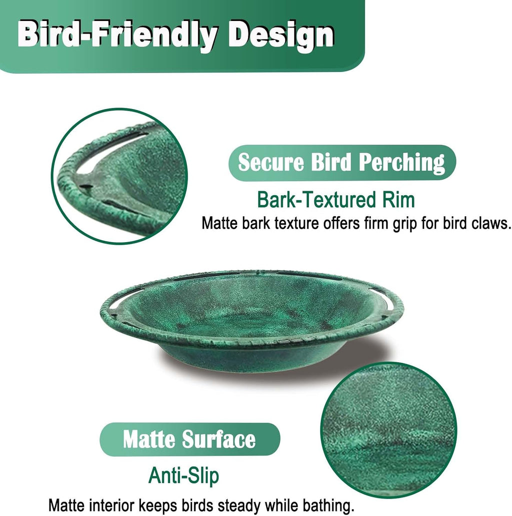 Hanging Bird Bath & Feeder Bowl, 12 in, Antique Green