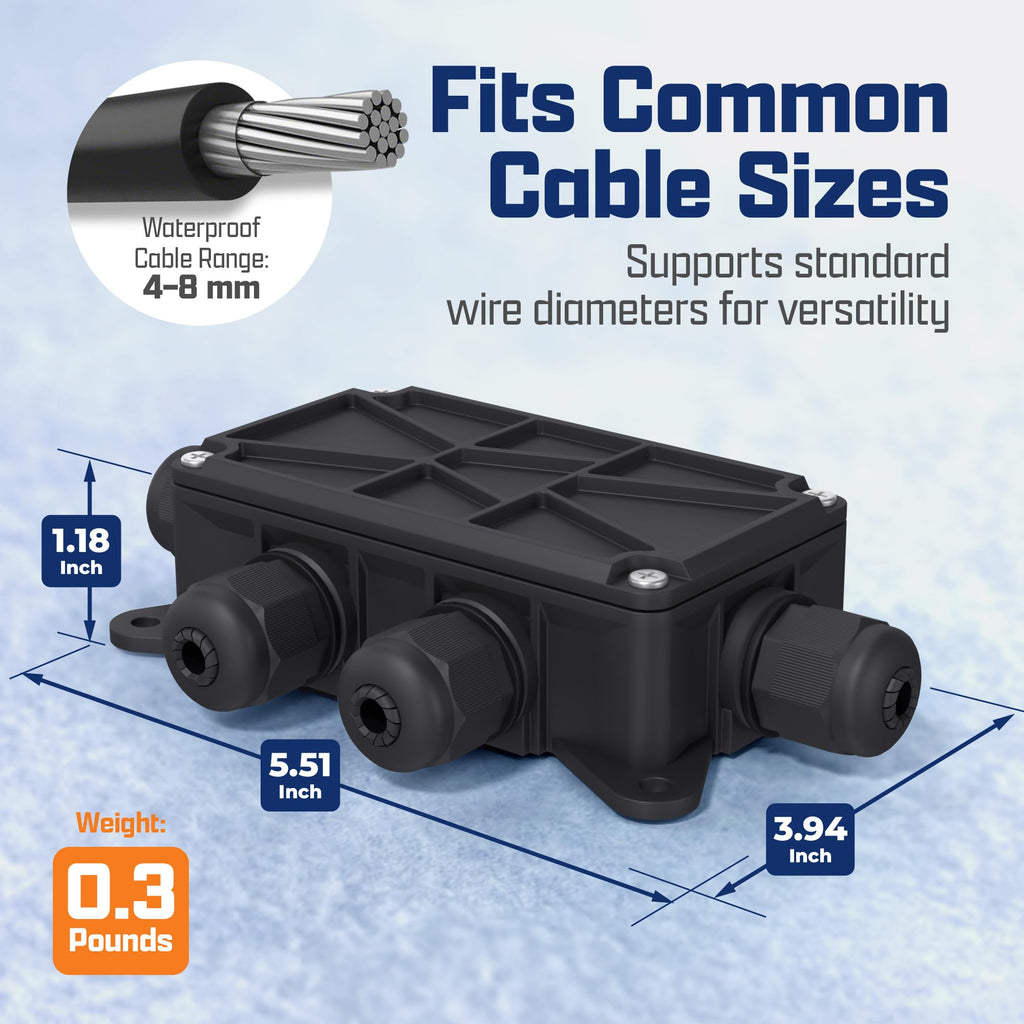 Sully IP65 Waterproof Junction Box for WAGO 221 Connectors, Black