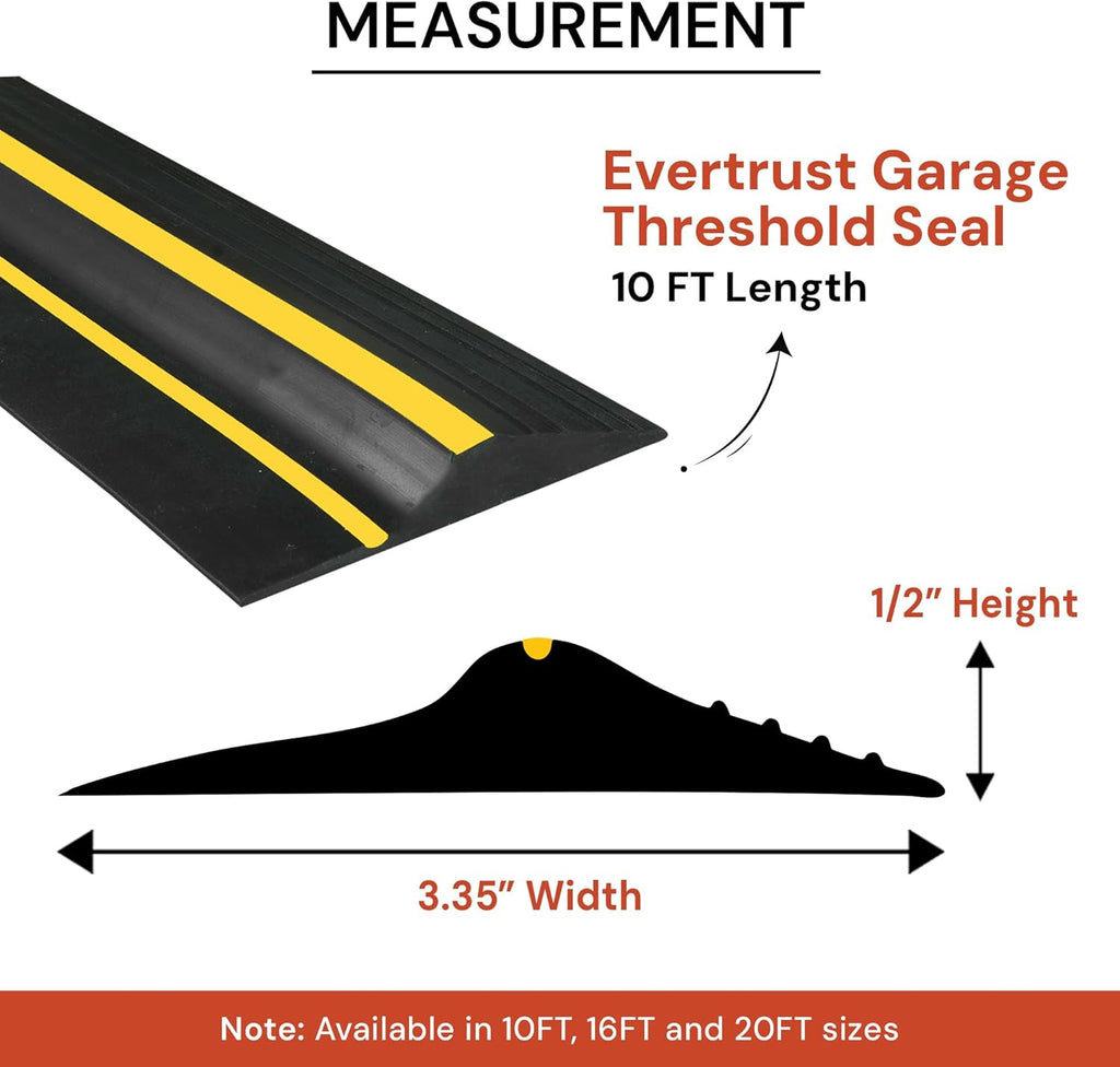 10Ft/3M Garage Threshold Seal Strip + 1pc 300ml Sealant Adhesive
