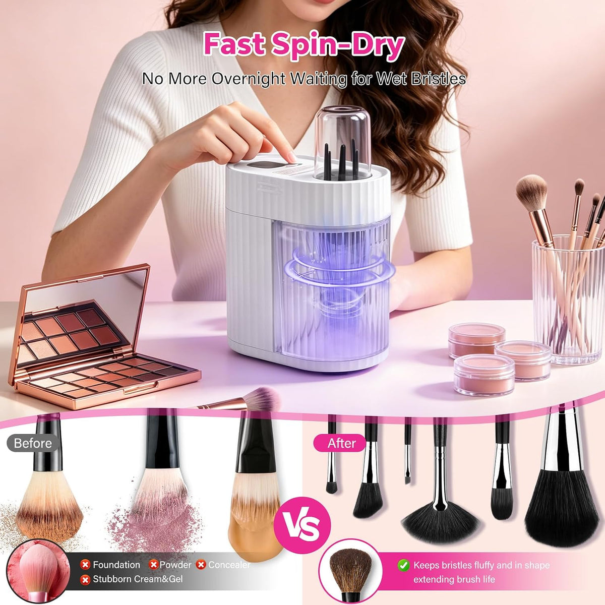 Electric Makeup Brush Cleaner Machine Automatic Deep Cleaning (Air Clean)