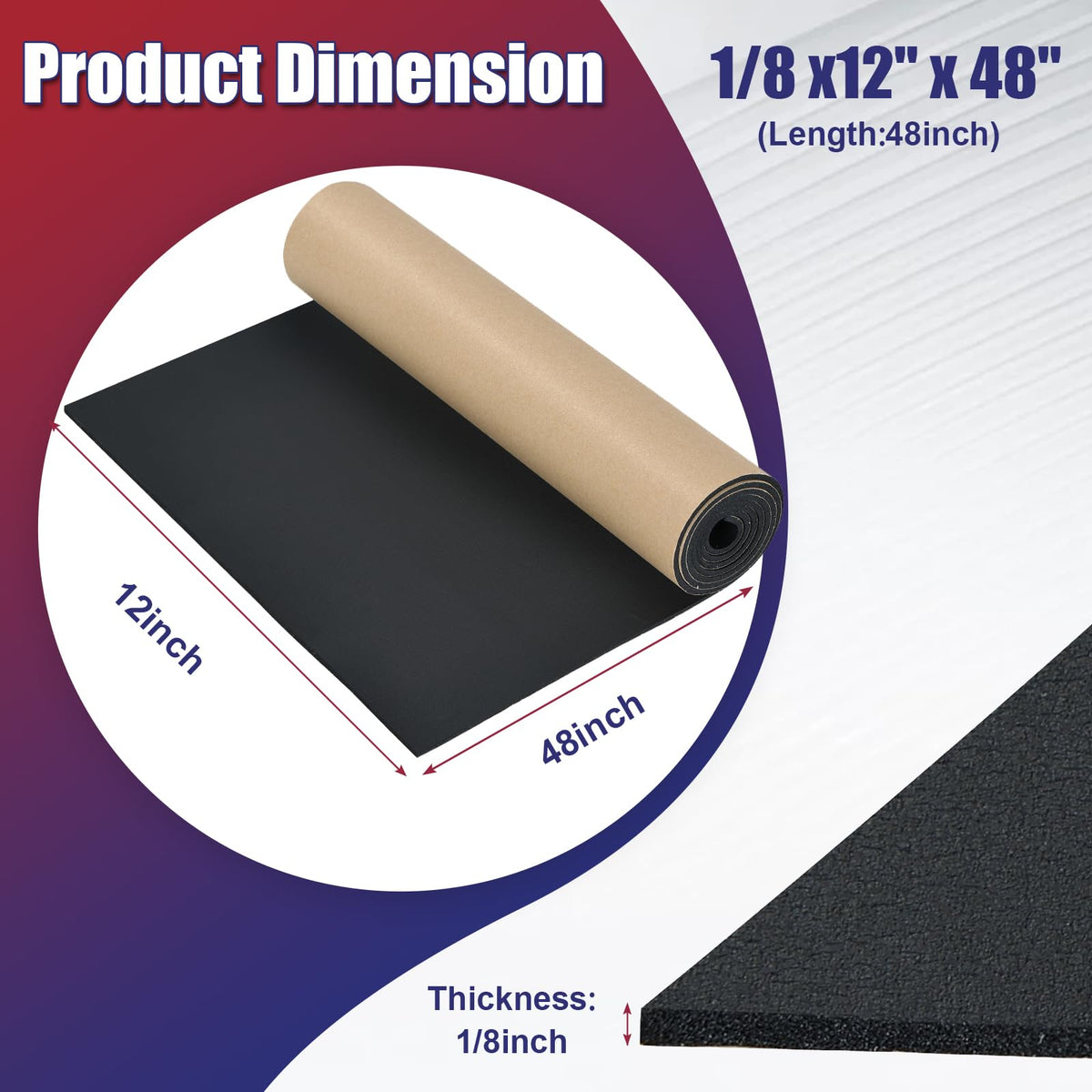 Neoprene Foam Sheet 1/8" x 12" x 48" with Adhesive Backing