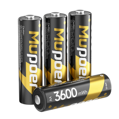 Rechargeable AA Batteries 4 Count,Lithium Batteries Aa 1.5V 3600mWh,Double A Rechargeable Battery,Pilas Recargables